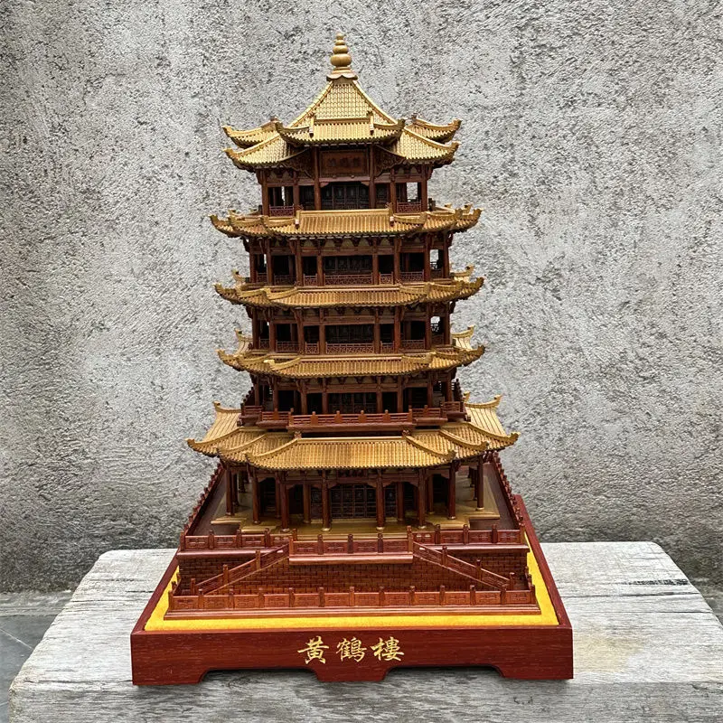 

Wood carving ancient architectural model Yellow Crane Tower ornament handicrafts gifts