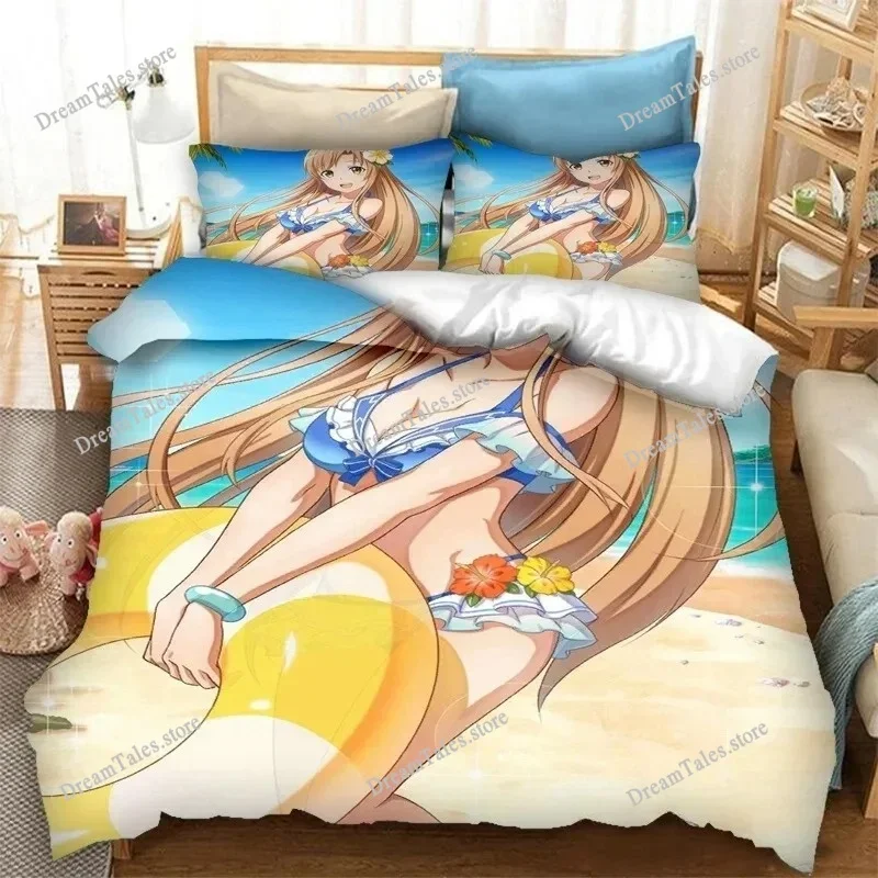 

New SAO Yuuki Asuna Bedding Set Single Twin Full Queen King Size Bed Set Adult Kid Bedroom Duvet Cover Sets 3D Print Game Anime