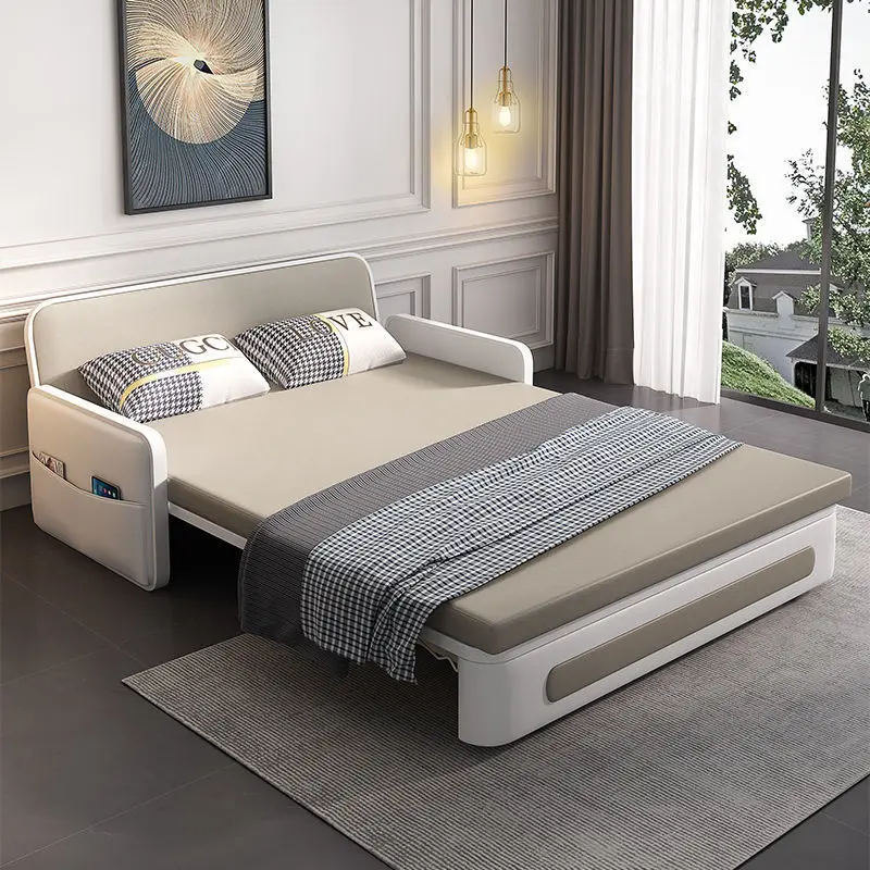 Muebles de apartamento estructura de metal sofá plegable Cum cama almacenamiento sofá cama plegable moderno