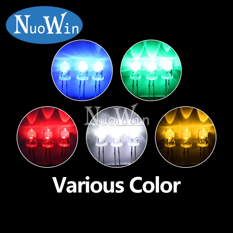 Diodo emissor de luz conduzido, 5mm, branco, verde, vermelho, azul, amarelo, piscamento automático, f5, controle instantâneo, 1.5hz, 50pcs