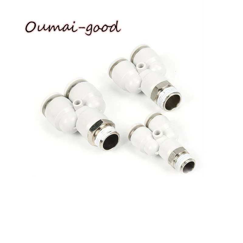 Pneumatic Connector White Plastic Qucik Hose Fitting Male Thread Copper-nickel Plating PX Air Pipe Quick Fittings 4/6/8/10/12mm