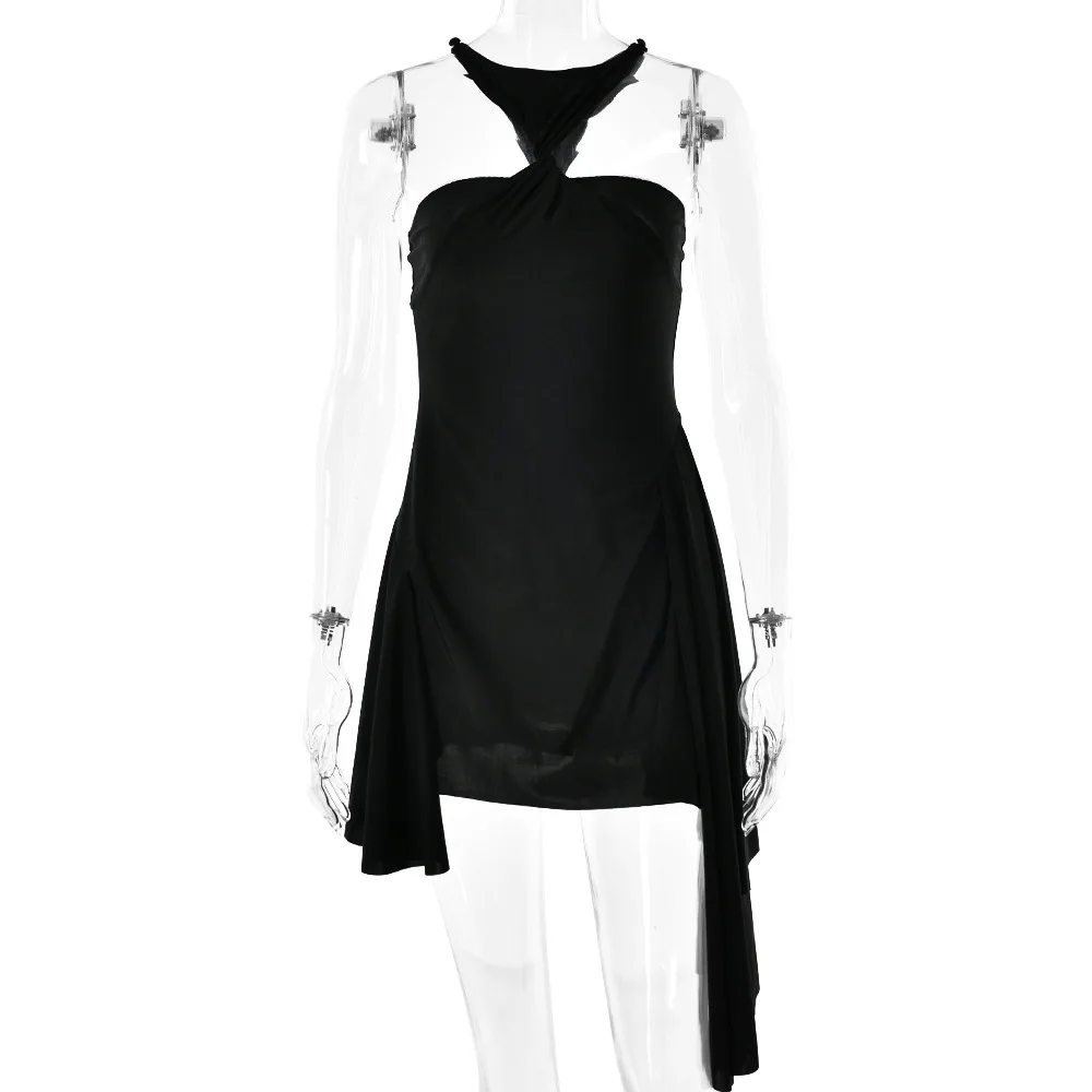 2025 mode d'été Sexy sans manches licou cou court nouvelle fille chaude dos nu robe cintrée