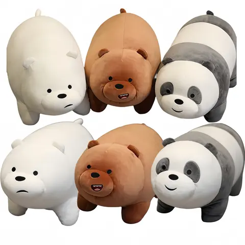 Kawaii We Bare Bears Plush Toy Grizzly Panda Ice Bear Stuffed Doll The Bare Bears Plushies Toy Figures Xmas Gifts