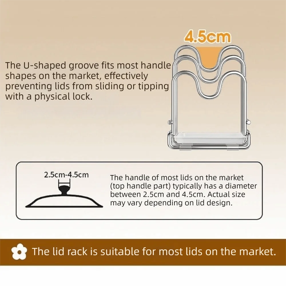 

Многоуровневая подставка для крышек из нержавеющей стали, экономия места, органайзер для разделочных досок, устойчивая, нержавеющая, полка для крышек кастрюль, кухонная