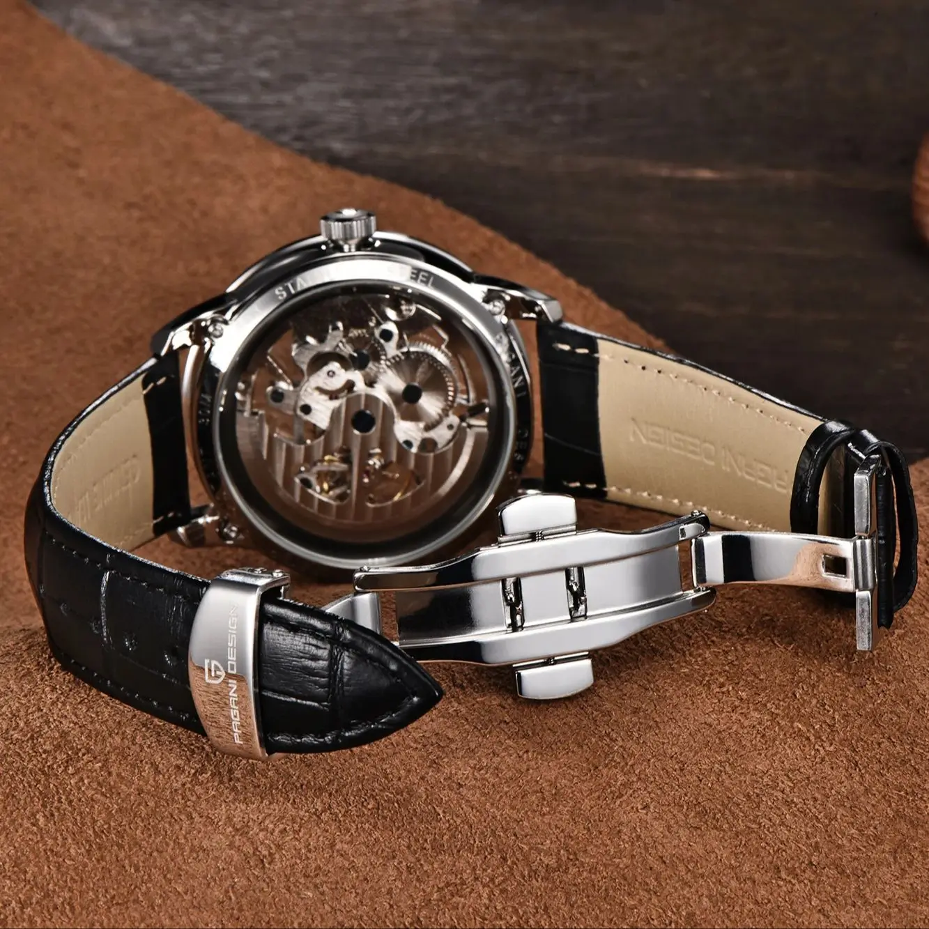 Pagani Design PD-1638 Men's Automatic Mechanical Watch Luminous High-Strength Mineral Glass Waterproof Sports Wristwatch Hollow view 6