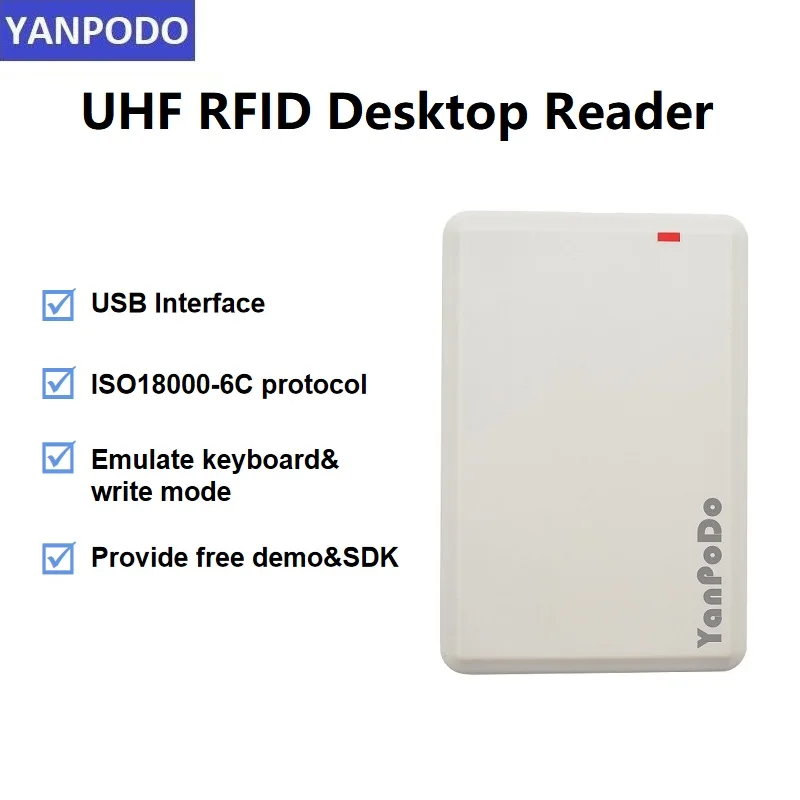 Yanpodo-programador USB UHF RFID, lector y escritor, 860-960Mhz, Software de demostración SDK en inglés, código fuente