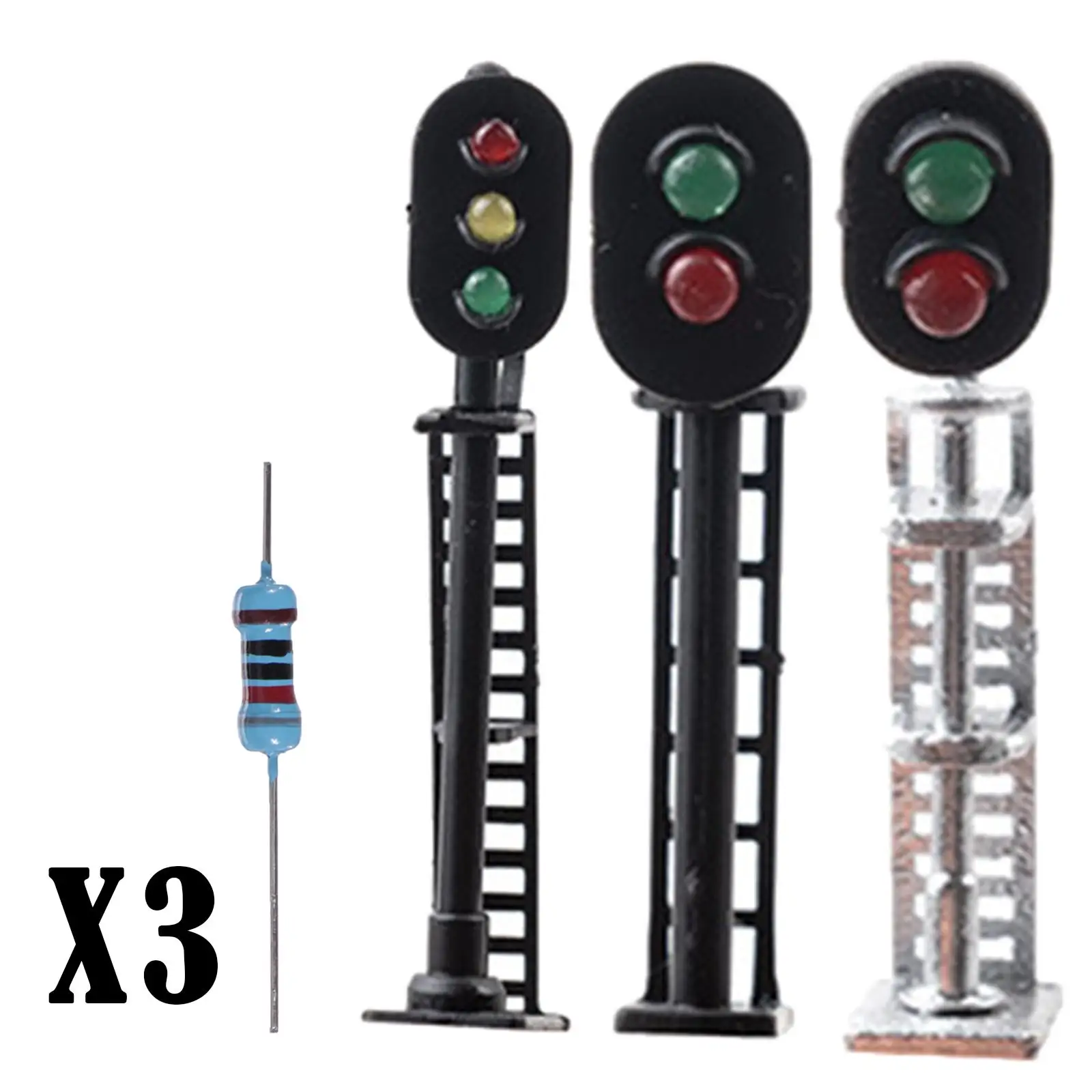 Pack of 3 Diorama 1:87 HO Scale Traffic Light Ornament Lamp Railway Supplies