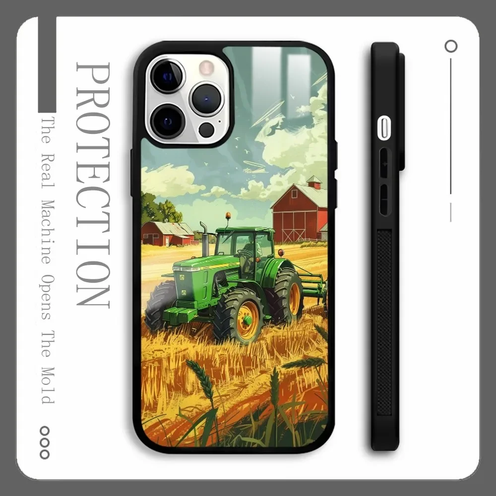 J-JOHN D-DEERE Tractors Art Phone Case For IPhone 16 15 14 13 Pro Max Plus Mini Magsafe Mirror Wireless Magnetic Funda