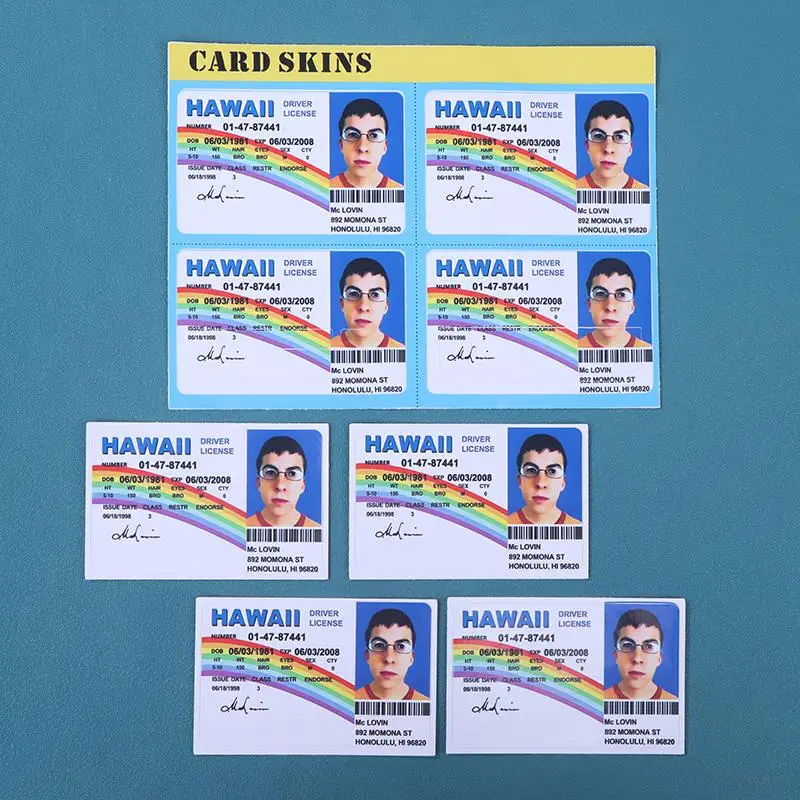 1/4PCS Mclovin Decorative Card Stickers for Credit Card, Driver's License, Water-resistant Bus Pass