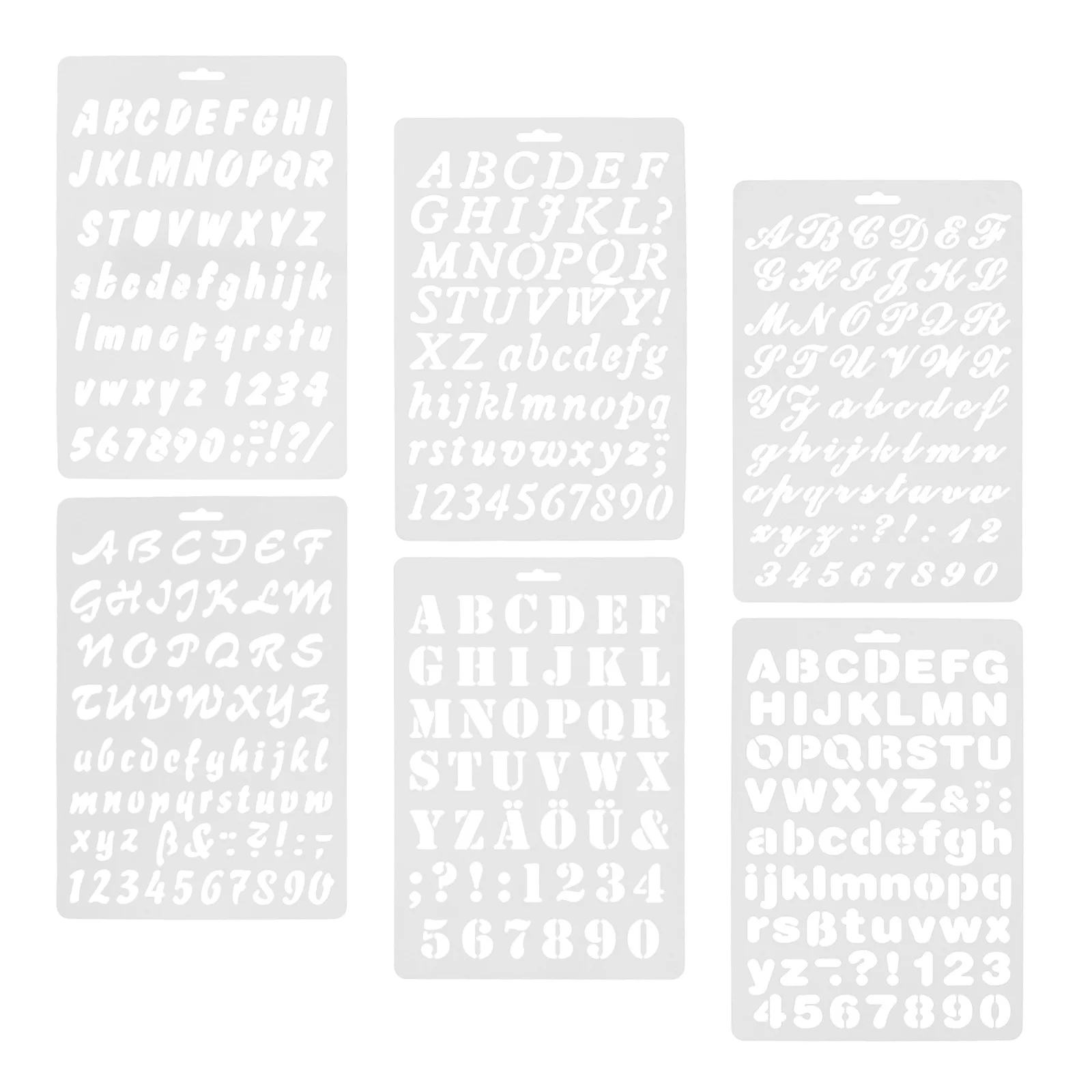 6 قطعة استنسل تتبع الأبجدية قوالب حروف بلاستيكية قابلة لإعادة الاستخدام لرسم اللوحة على قماش الجدران الخشبية سجل القصاصات الحرفية #3