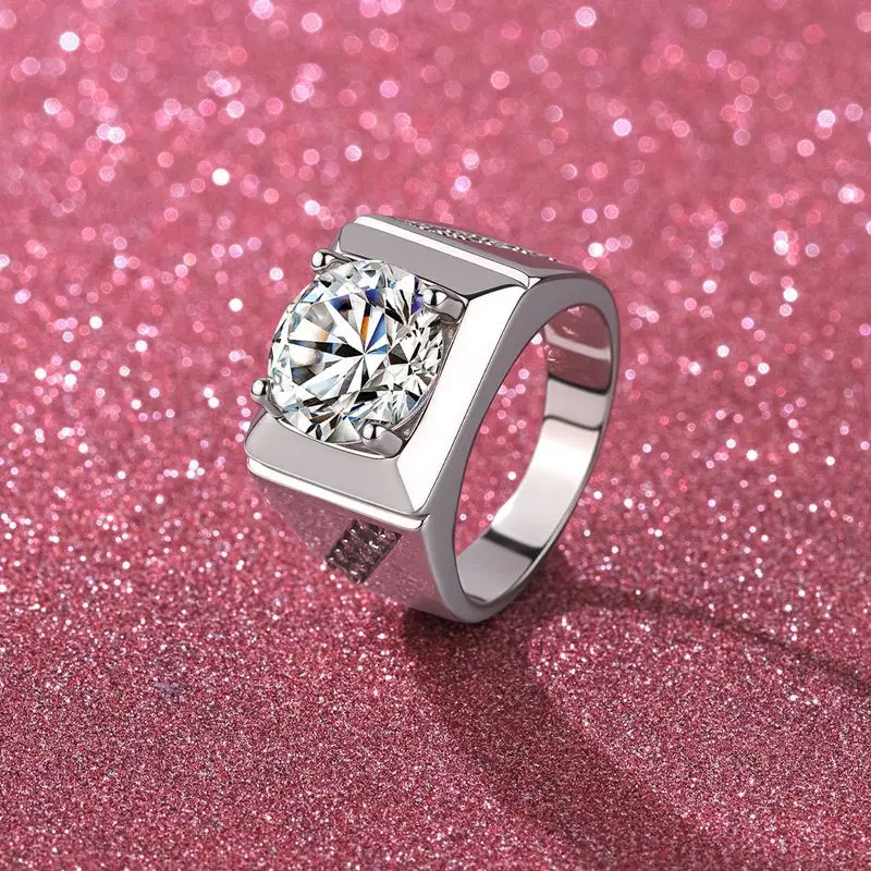 Engagement Commemorative Four-claw Psychic Ring 5 Carat For Men, Moissanite PT950 Platinum Men's Love Token Ring