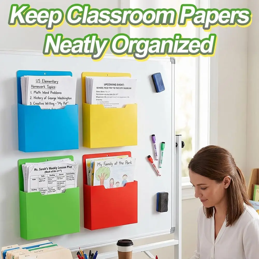 PP Plastic Magnetic File Folder Frosted Surface Strong Magnetic Backing Wall File Organizer Lightweight Repositionable