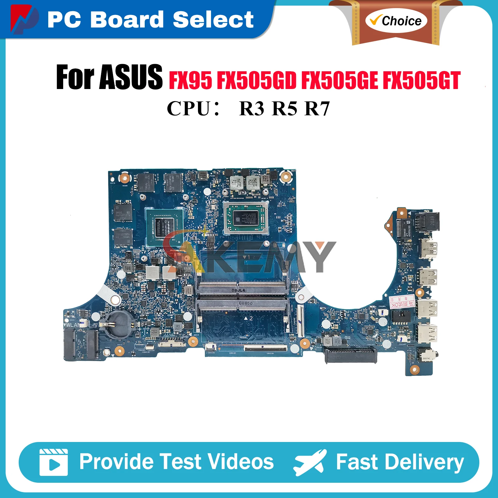 

FX505DT Laptop Motherboard For ASUS TUF Gaming FX95D FX505GD FX505GT FX505D FX505GE Mainboard W/ R3 R5 R7 CPU tests OK fast ship