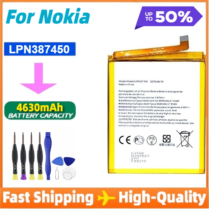

LPN387450 Replacement Battery for Nokia N910 XR20 X20 TA-1362 4630mAh
