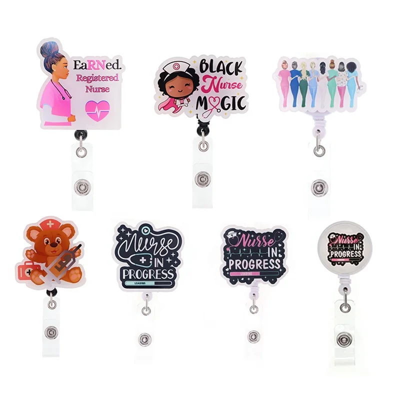 2024 New Styles Medical Series Nursing Student Badge Reel For Scrub Life Acrylic Badge Holder Nurse Accessories