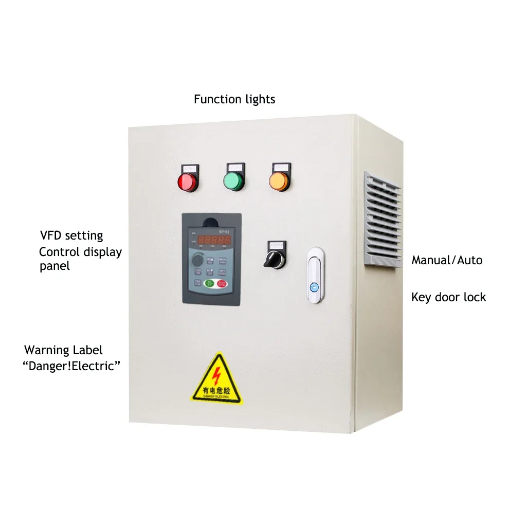 20kw 75KW manual auto vfd motor controller generator industry plc control panel with lcd touch screen