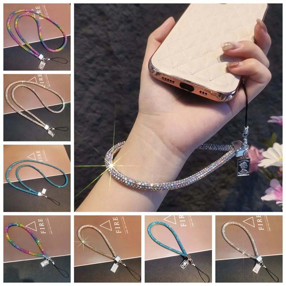 Full Diamond Rhinestone Phone Lanyard Wrist Chain Diamond Pendant Rhinestone Neck Strap Anti-lost Short Long Phone Straps