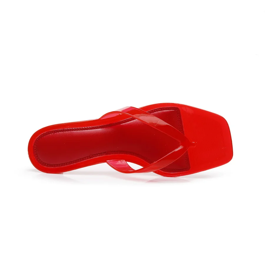 Französische Minimalistische Transparente Pantoletten für Damen 2026 Neue Sommer-Sandalen mit Eckiger Spitze Elegante Hochhackige Kristall-Pantoletten – Detail 21