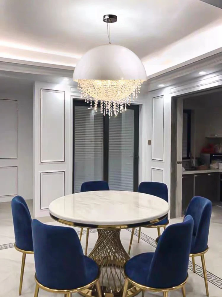 Scandinavian Dining Room Semi-Circular Crystal Chandelier Italian Designer Art Hotel Bedroom Senior Sense Of Lighting