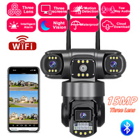 V380 WiFi IP Camera 3 Lens Three Screens Outdoor CCTV Video Surveillance 10X Zoom Auto Tracking 15MP PTZ Home Security Camera