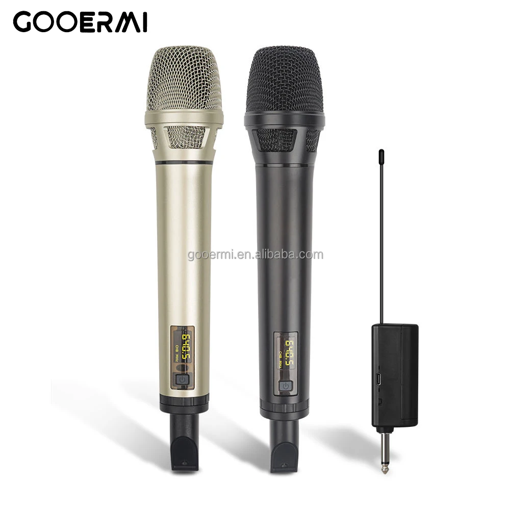 UHF Portable Wireless Microphone System, Dual Channel Handheld Mic with Dynamic cap sule and Metal Casing, Suitable for Karaoke