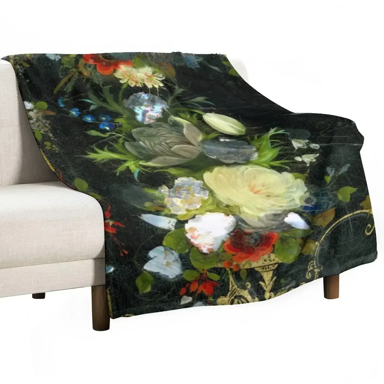 Victorian Flowers Inlaid Mother Of Pearl Throw Blanket Blankets For Baby For Sofa Thin Decorative Sofas Blankets