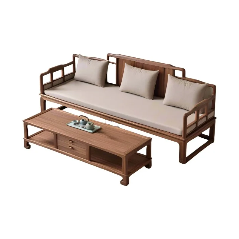 

Новый китайский комплект офисной мебели Zen Aesthetics из орехового дерева, диван-кровать Arhat