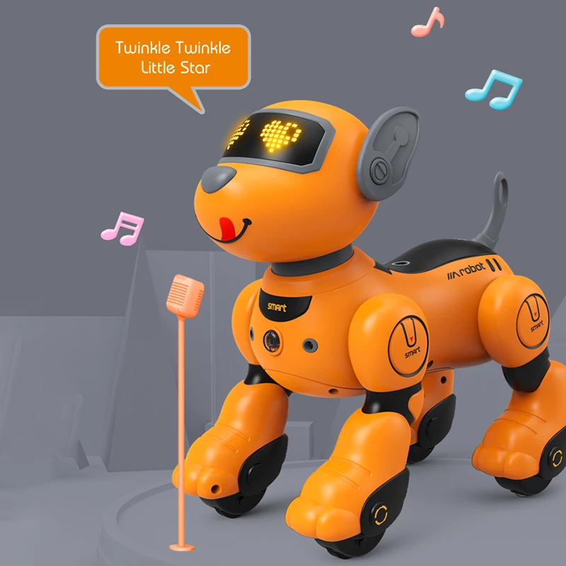 Smart RC Stunt Dog Follow Touch Interactive Voice Control Robot Dance Music Light Intelligent Programming Kids Educational Toys