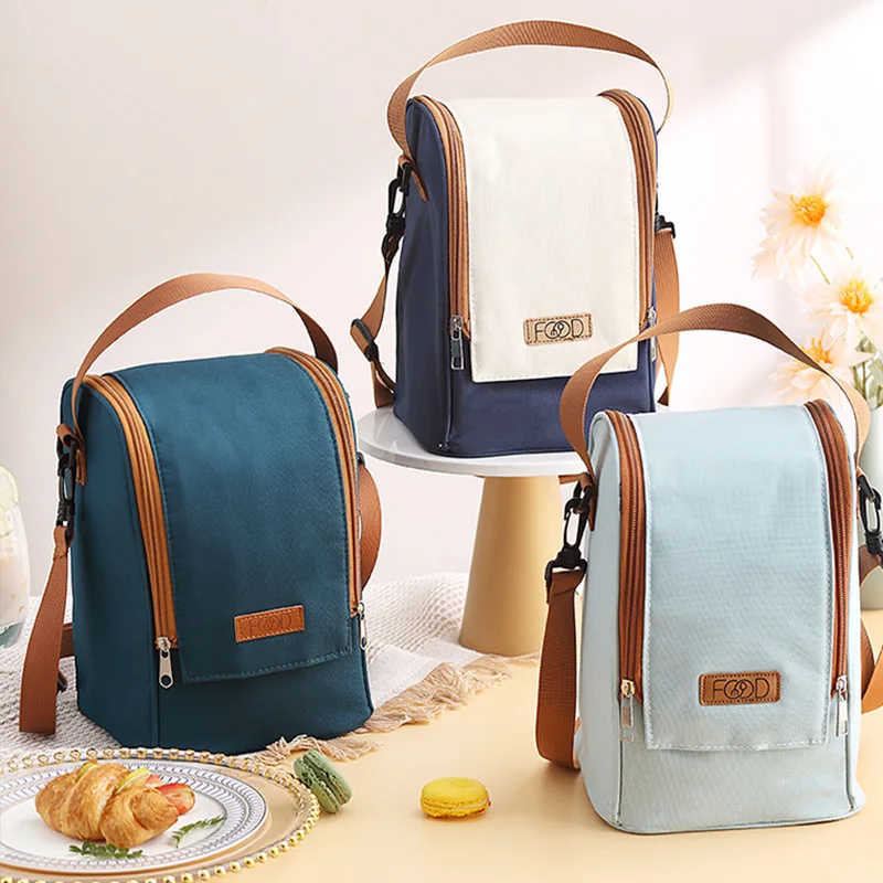 Waterproof Thermal Crossbody Lunch Box Bag Portable Insulated Food Bento Cooler Shoulder Bags Storage Container for Kids Women