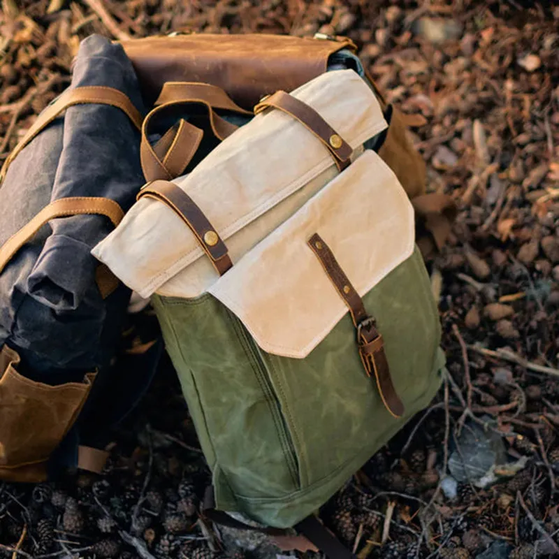 Waterproof retro travel bag outdoor large capacity British canvas backpack