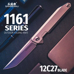SANRENMU 1161/116 Flipper Ball Bearings 14C28N Blade Hunting Outdoor Survival Camping EDC Tool Pocket Folding SRM Knife