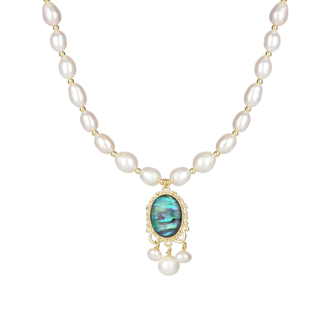 

Abalone Shell Pearl Pendant Exquisite Pearl Necklace with Abalone Shell Pendant