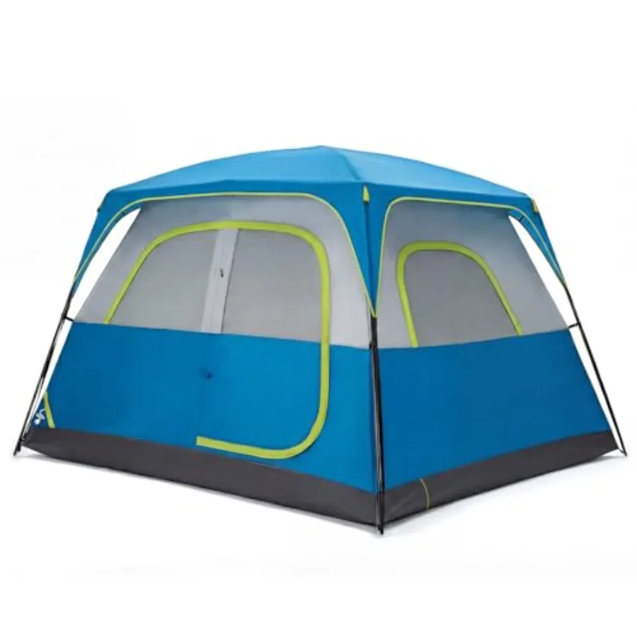 

Camping Tent for 2/4/6/8 Persons, Waterproof Windproof Polyester Tent with Gray Rainfly, Enhanced Stability Lightweight Easy Se