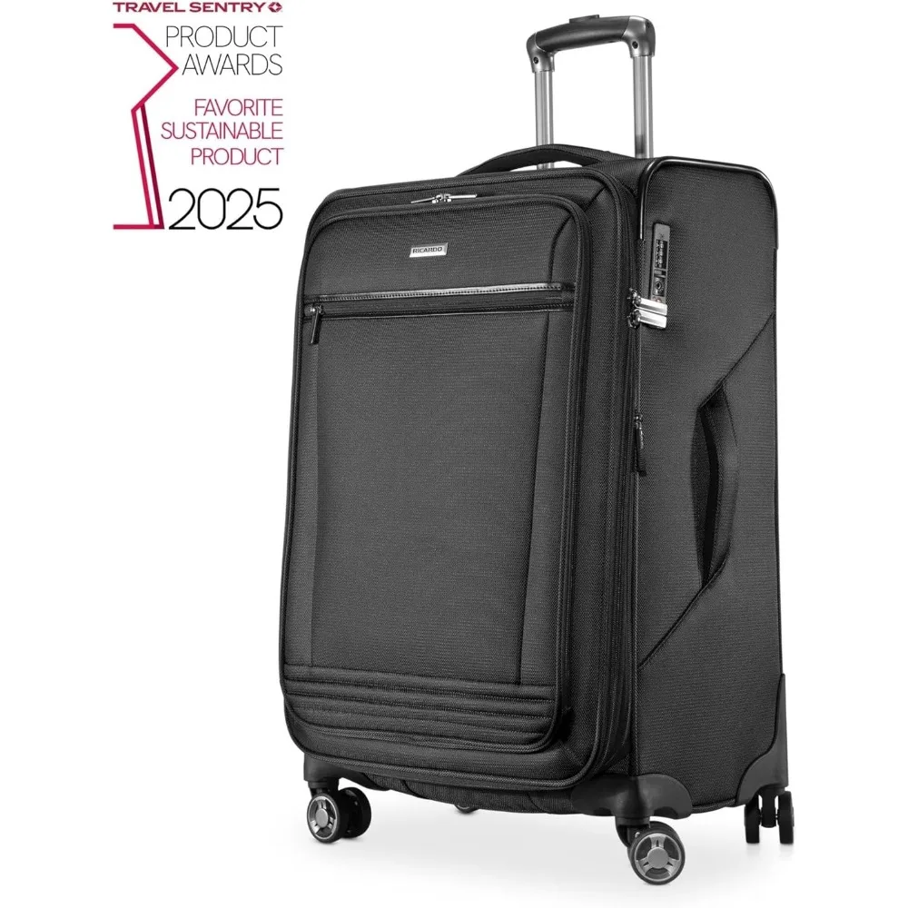 Eco-Friendly Recycled PET Medium Check-In Luggage, Sustainable Lightweight 100% rPET Material, Ideal for Travel