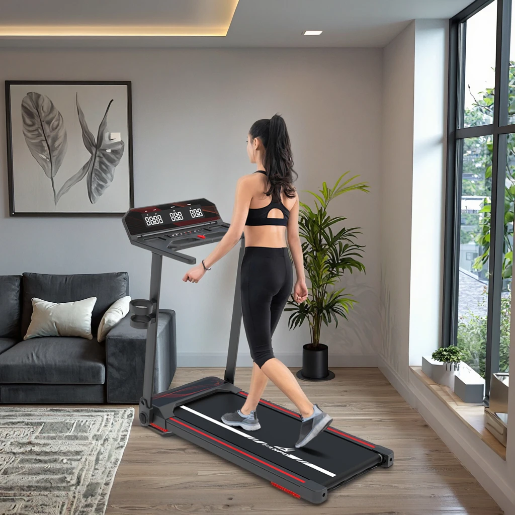 

New Arrival Portable Foldable Electric Treadmill Thickened Running Board 120kg Load Capacity LED Display For Home Use