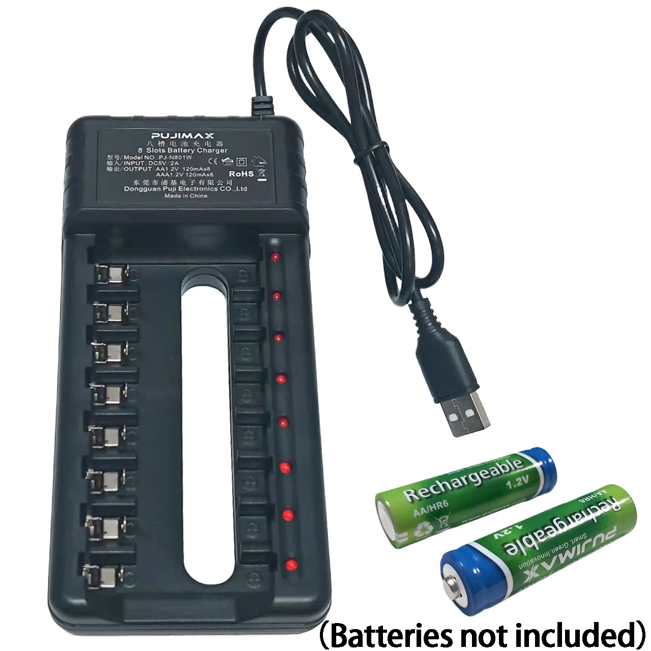 

8 Slots Intelligent Battery Charger USB cable for 1.2V AA/AAA Ni-Cd Rechargeable Batteries for Remote Control Microphone Camera