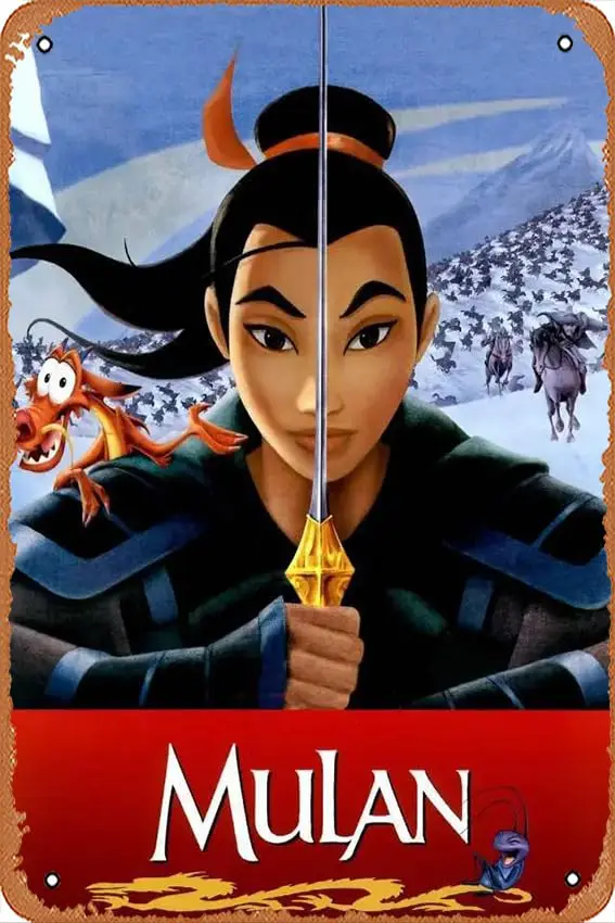 Retro Metal Tin Sign Mulan Movie Poster Home Bar Shop Decorations Coffee Vintage Sign Gift 8X12 Inch