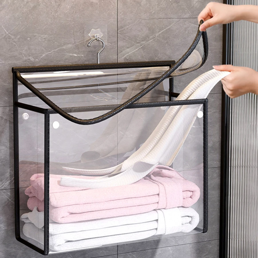 Bathroom storage bag for clothes Bathroom storage artifacts Transparent PVC large capacity wall hanging waterproof bathroom hang