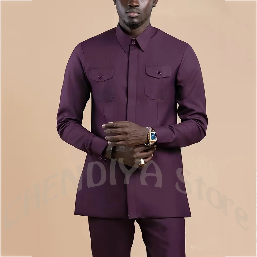 

Formal Casual Men's Suit Solid Color Chic Stand Collar Single Breasted Slim Business Occasion Work Party Outfit Blazer Set