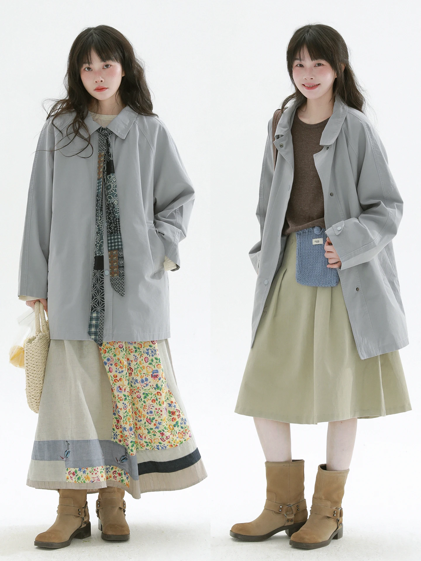 

Редкое синее повседневное длинное пальто в винтажном стиле с отложным воротником, ветровка свободного кроя для женщин, из смесового хлопка