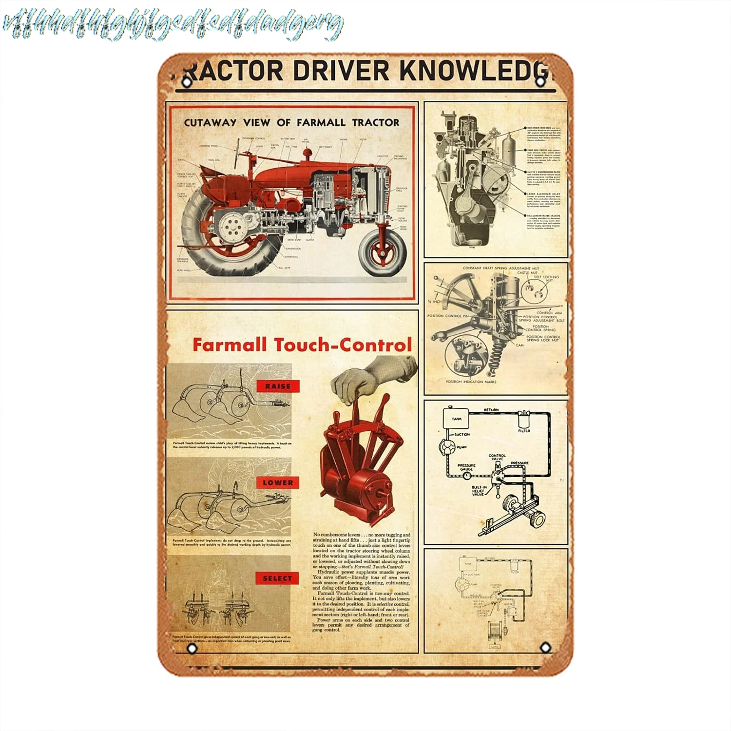 Tractor Driver Knowledge Farmall Touch Control Decoration Sign for Home Vintage Metal Sign Plaque Metal Funny Tin Sign 8x12 sign