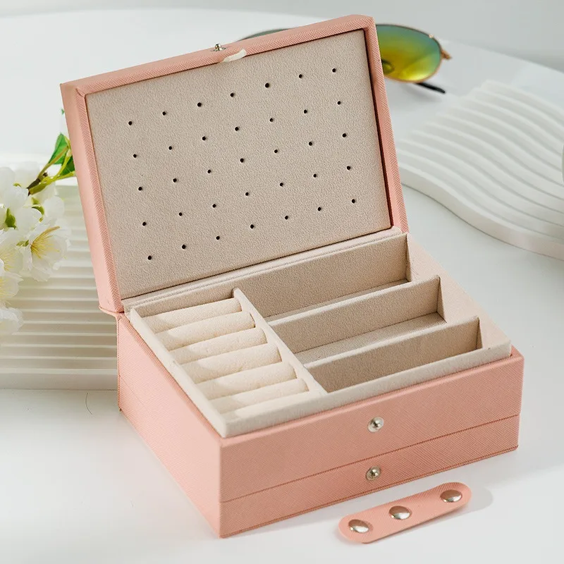 Fashion Three-layer Snap Closure Jewelry Storage Box for Storing Necklaces Rings Earrings and Bracelets Portable Storage