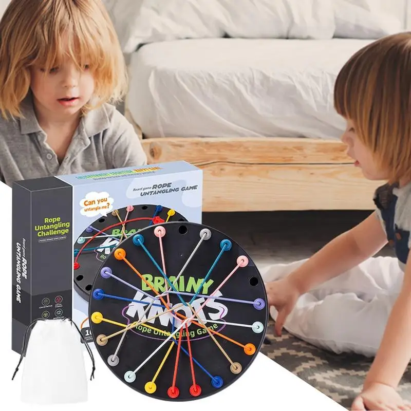 Kid Rope Knots Puzzle Social Board Game Color Line Sorting The Great Rope Untying Challenge Logic Thinking Strategy Table Game