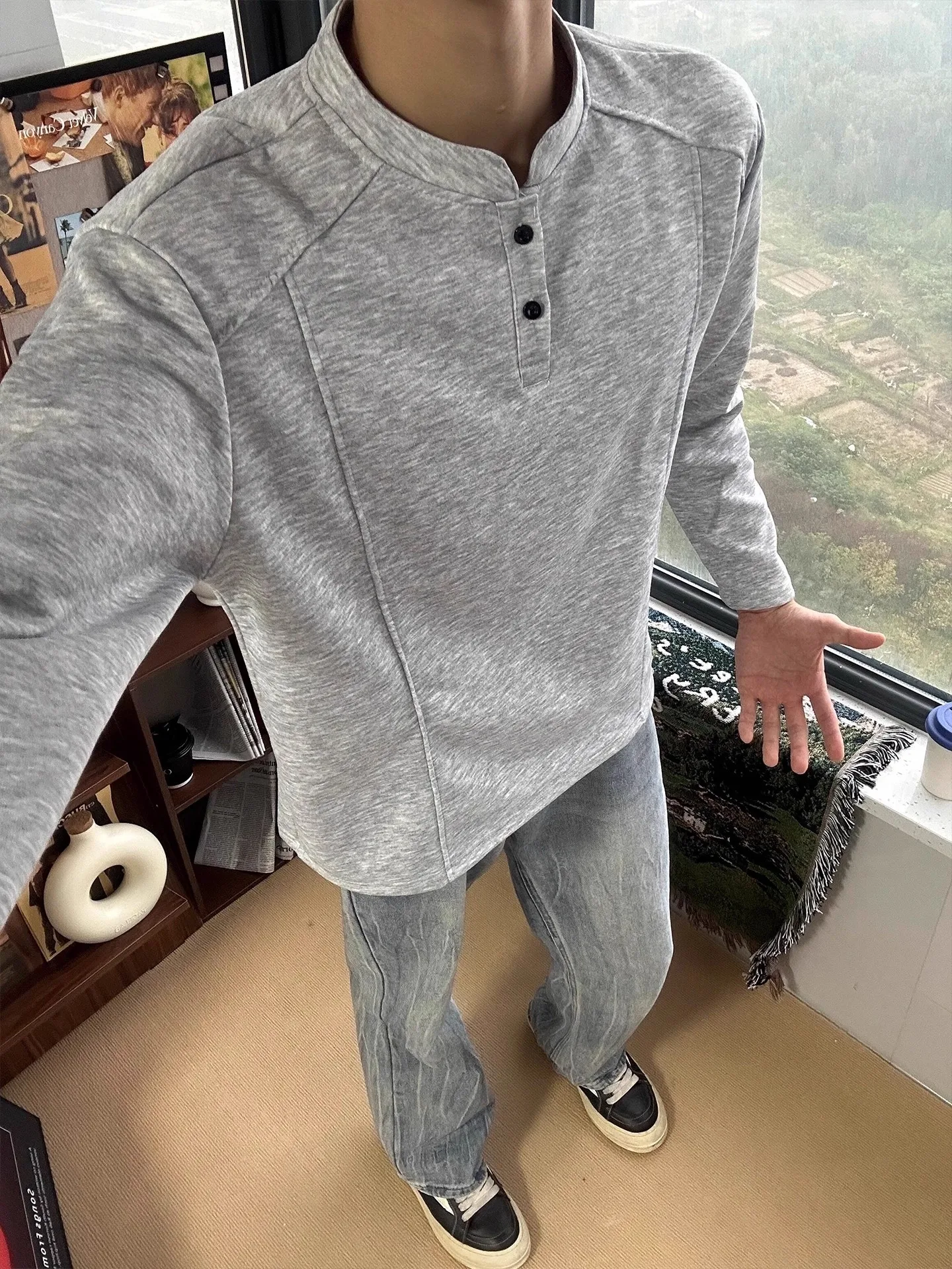 

Мужская толстовка в стиле пэчворк с воротником-стойкой, осенне-зимняя, утепленная, с длинными рукавами...