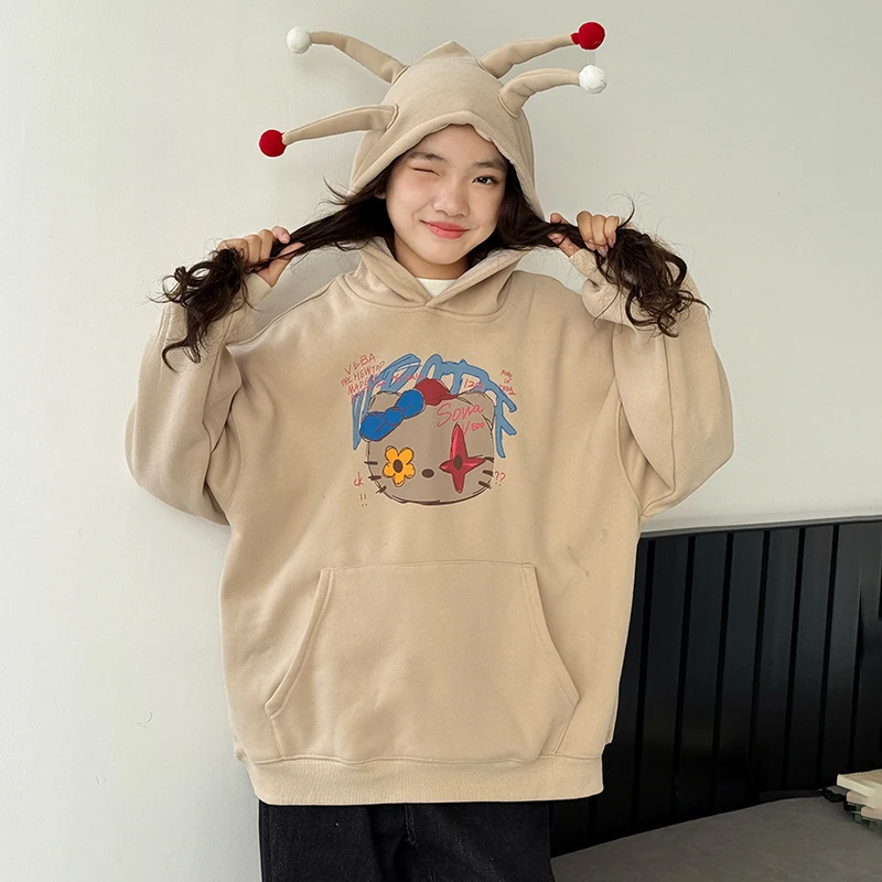 جديد الاطفال مصمم الخريف هوائي مقنعين البلوز لفتاة التوأم القطن الكرتون هوديس الأطفال الربيع ملابس كاجوال 5-14Y #1