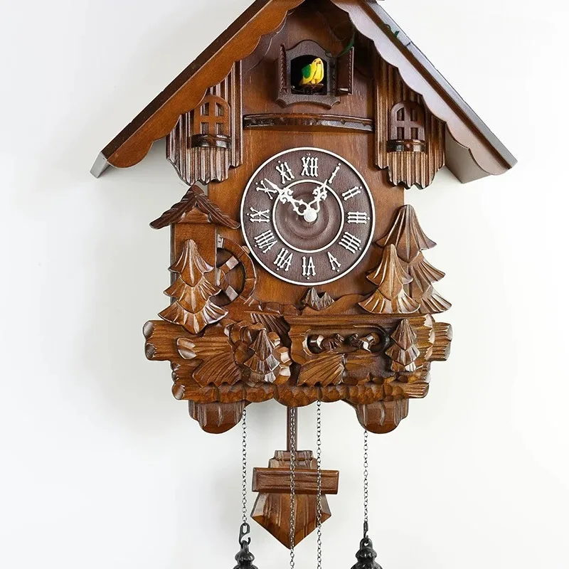 Cuckoo Wall Clock Vintage Wood Wall Watch Luxury Elegant Decorative Pendulum Clocks Minimalist Aesthetic Living Room Watches