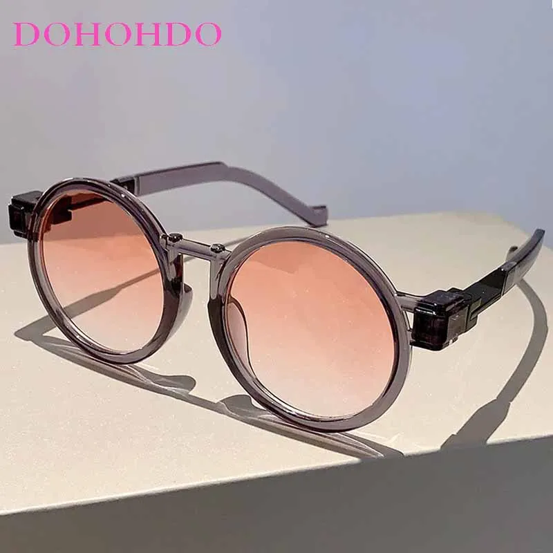 

2025 Fashion Round Punk Sunglasses Women Retro Brand Design Shades UV400 Men Trending Clear Gradient Sun Glasses Gafas de sol