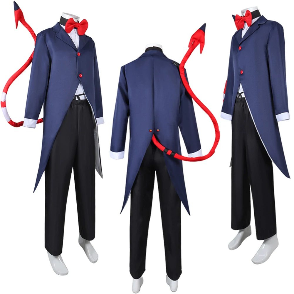 Moxxie Cosplay Cartoon Helluva Cos Boss Roleplay Anime Costume Adult Unisex Tail Neck Tie Set Outfits Halloween Party Suit