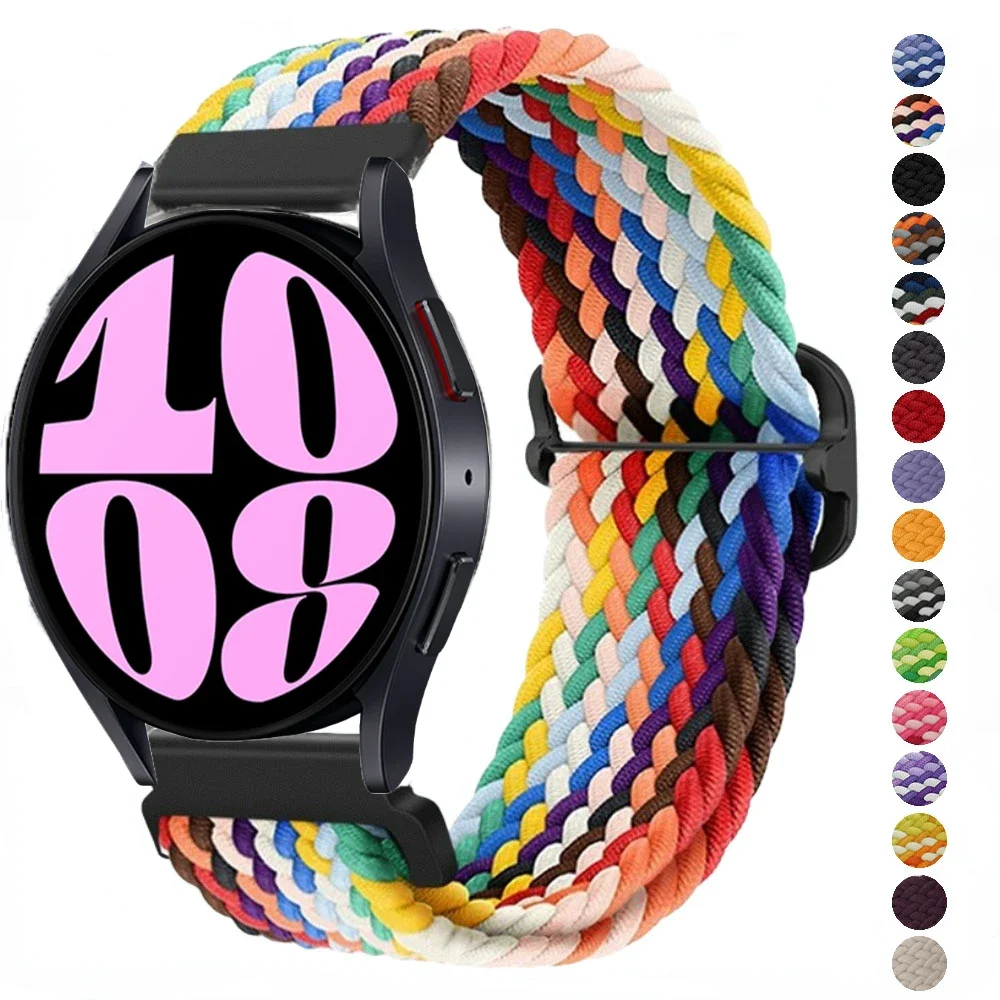 20mm 22mm Braided Solo Loop Strap For Samsung Watch 7/6/5/4/Huawei Watch 4/3/GT3-2 Nylon Elastic Bracelet Amazfit GTR/GTS 4 Belt