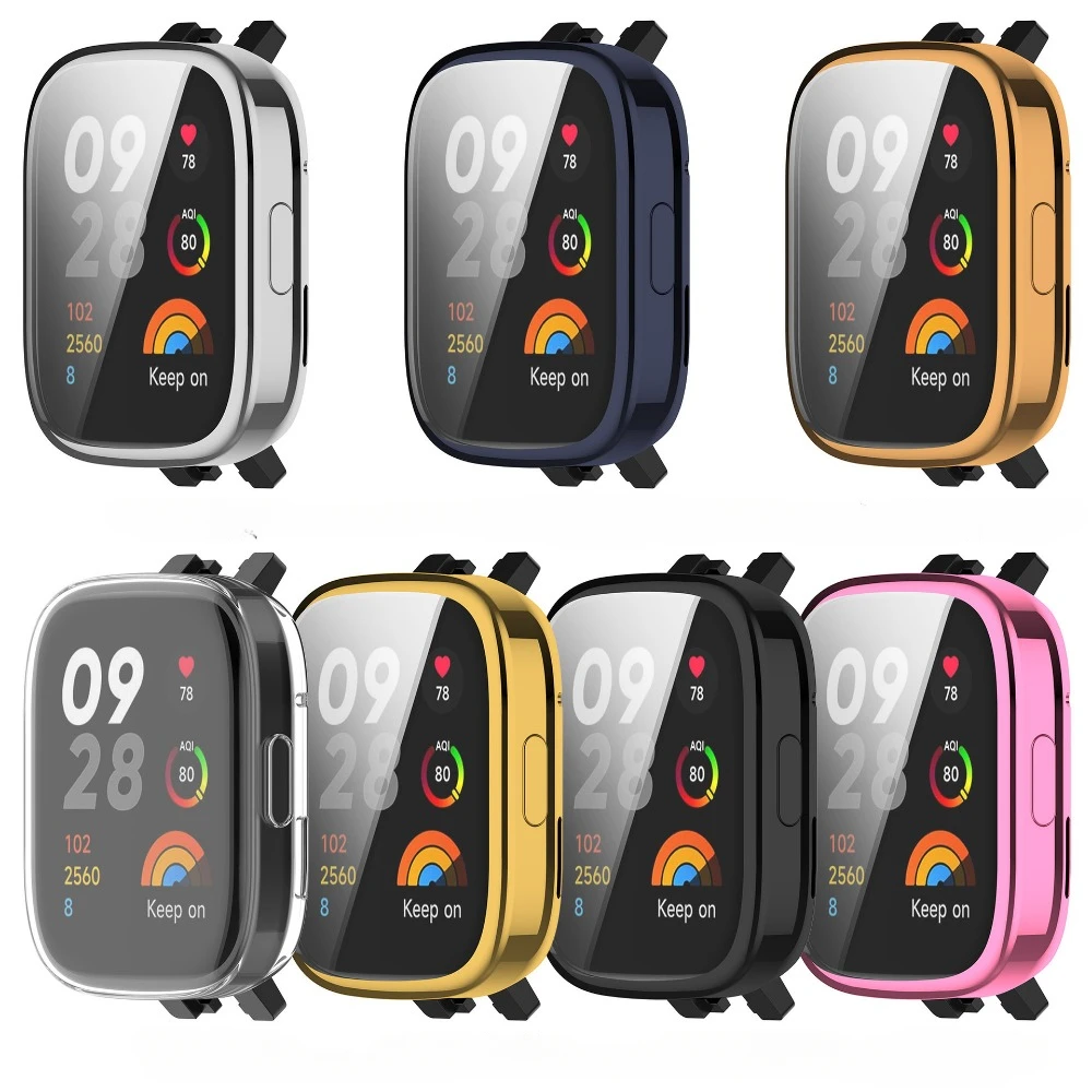 Funda de PC + vidrio templado para Redmi watch 3, Protector de pantalla de cubierta completa, parachoques de limpieza de algodón para Redmi watch 3